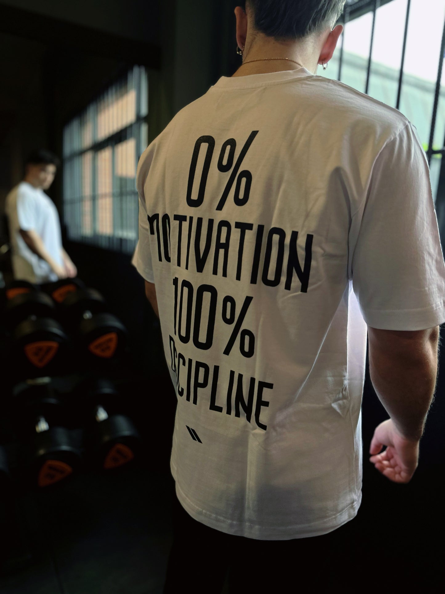 0% MOTIVATION 100% DISCIPLINE OVERSIZE WHITE